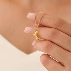 Goldflöte Engel Halskette, Schutzengel Anhänger, 14K Gold Engel Halskette, schützender spiritueller Schmuck, bedeutungsvolles Geschenk für Sie