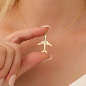 Dainty Airplane Necklace: 925 Sterling Silver Travel Pendant