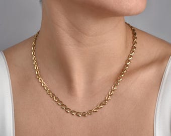 14K Gold Plated 925 Sterling Silver Chain Link Necklace, Dainty Gold Chain Necklace, Minimalist Layering Necklace, Everyday Gold Necklace