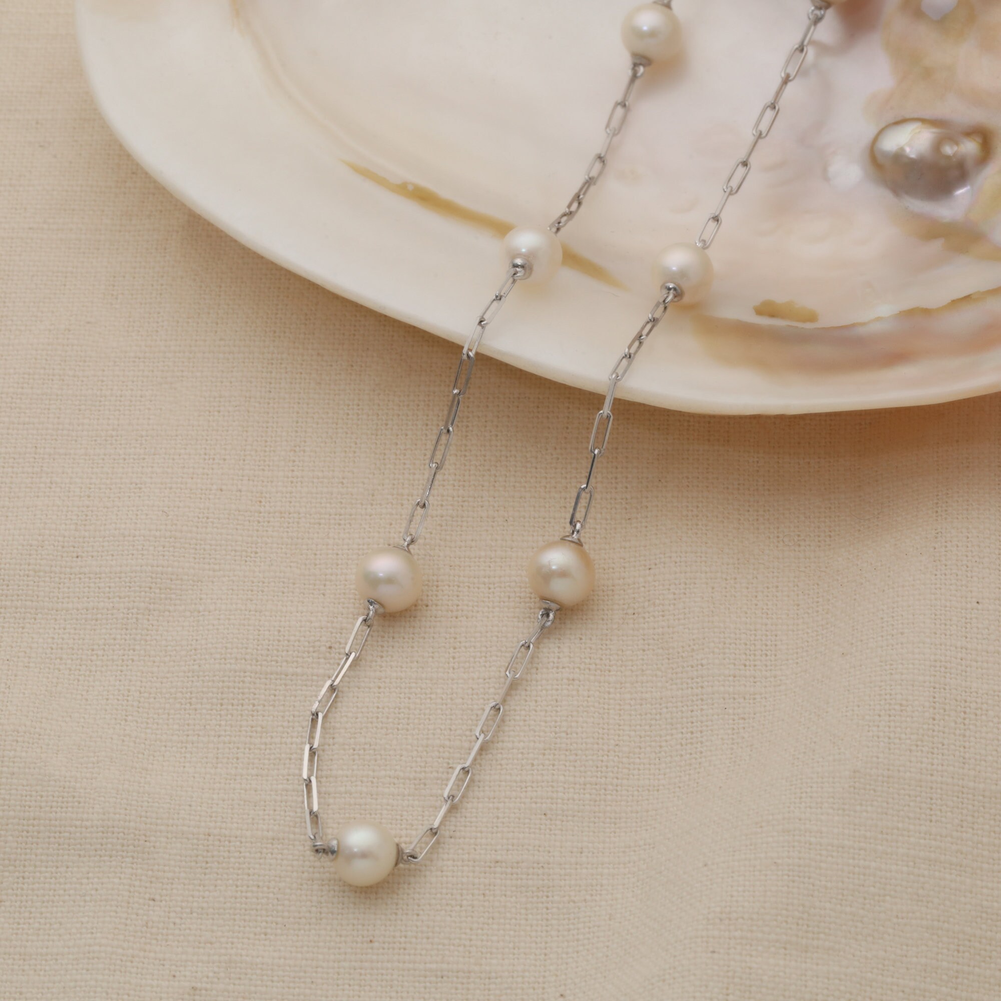 Serenity Sterling Silver Pearl Necklace main image 1
