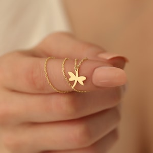 Dragonfly Necklace • 14K Gold Plated • Bug Necklace • 925 Silver • Bird Pendant • Cute Jewelry • Animal Necklace • Christmas Gift