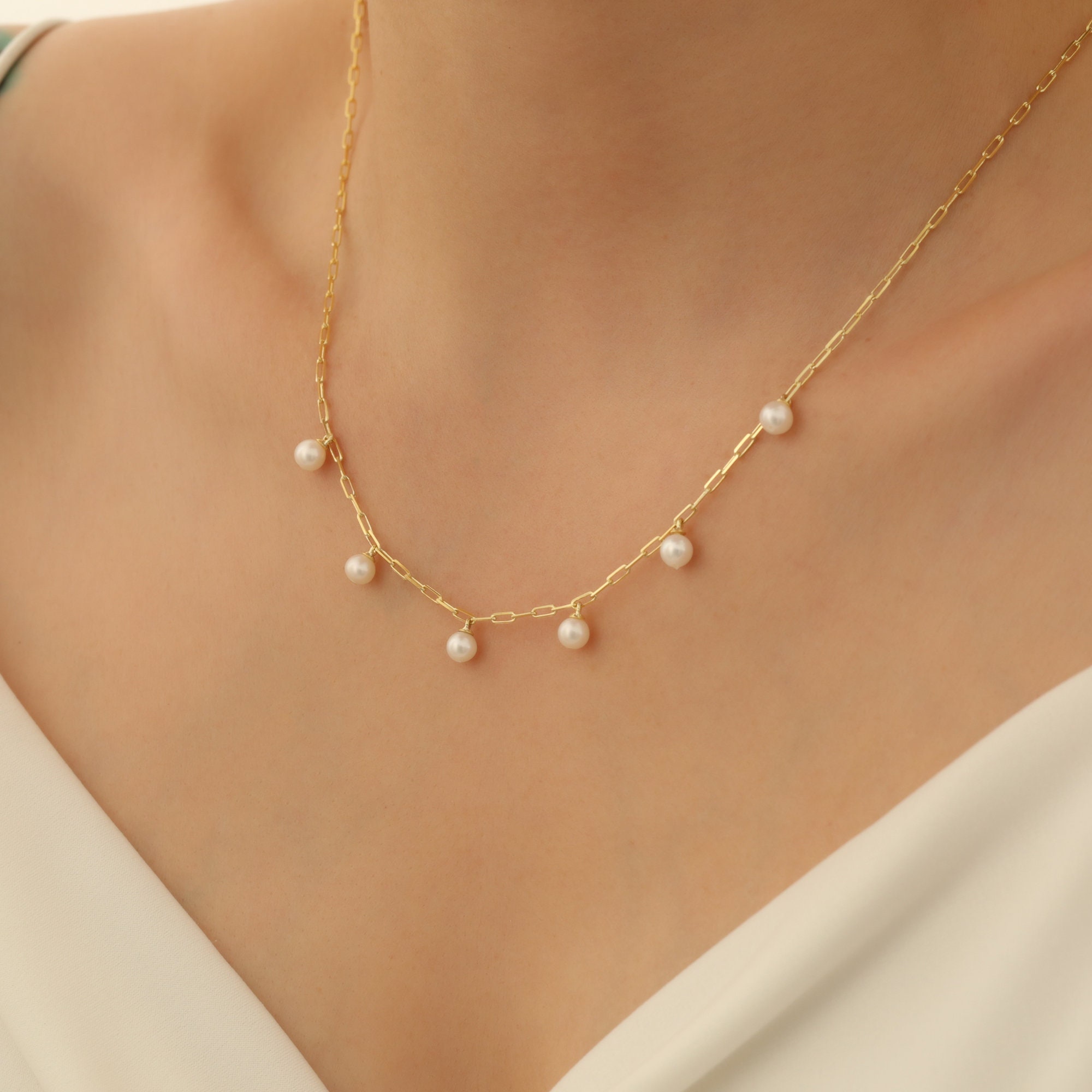 ★MIDNIGHT MOMENT.★ soak pearl necklace gold Designer fashion, Seoul-fully created | W Concept