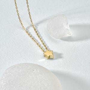 14K Gold Star Pendant Necklace: Sterling Silver Celestial Jewelry