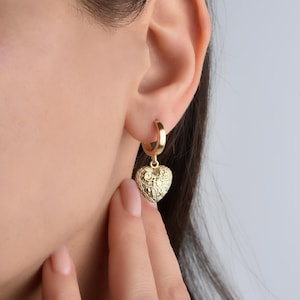 Heart Huggie Hoop Earrings: Dainty Valentines Jewelry
