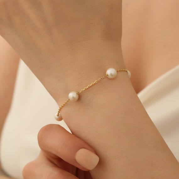 14k表記　天然パール　ブレスレット 14k表記 天然パール ブレスレット 14k表記 天然パール ブレスレット