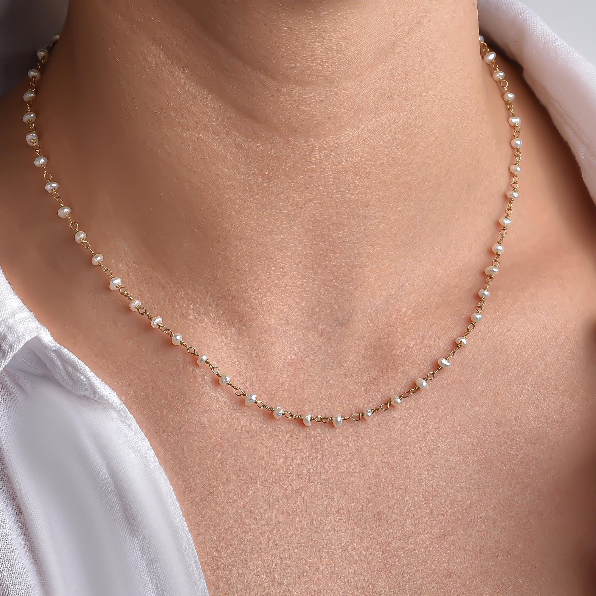 Collana di perle placcate oro 14k per donna Collana da sposa