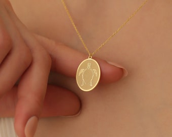 Artsy Turtle Necklace: Gold Plated Sterling Silver, Handmade Jewelry