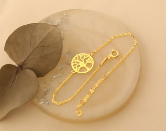Gold Tree of Life Bracelet: Sterling Silver Family Bangle