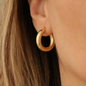 Gold Plated Sterling Silver Tube Hoop Earrings: Minimalist Jewelry