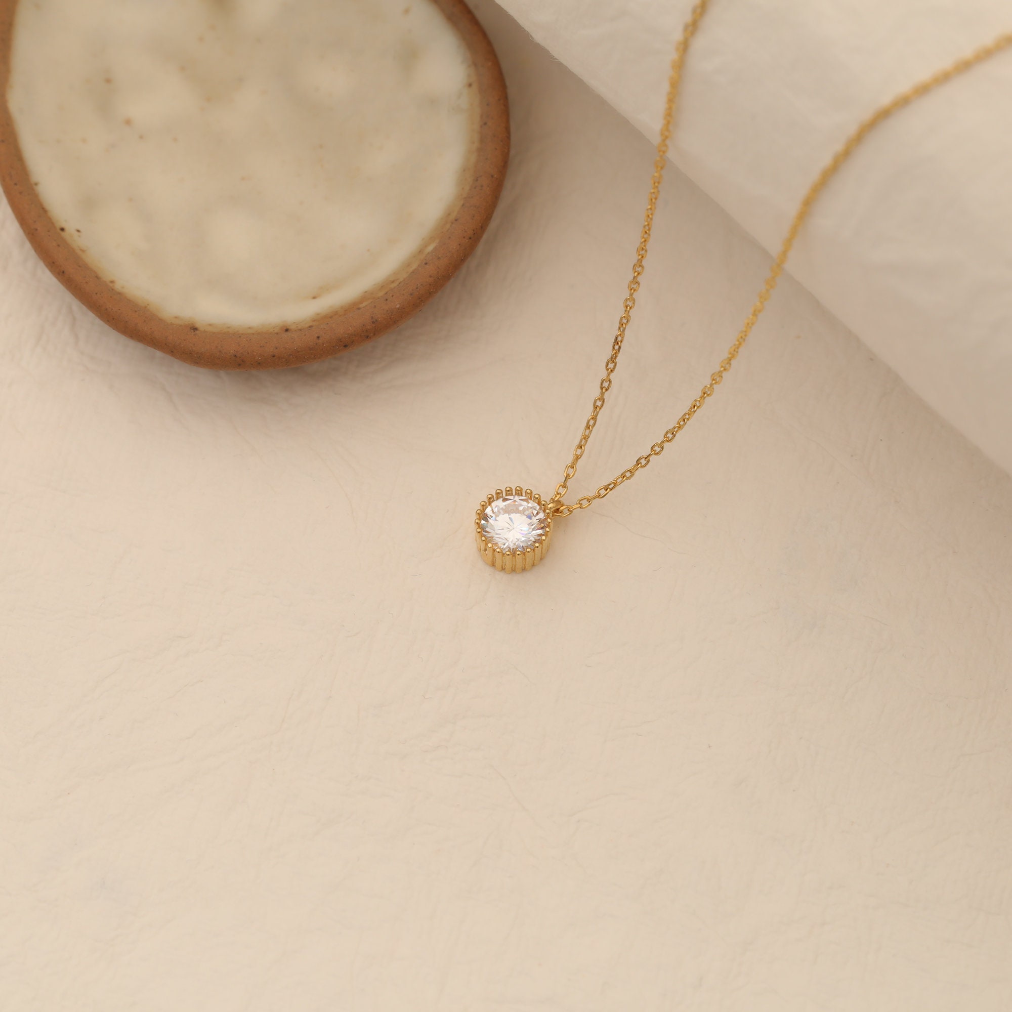 Collar Con Colgante De Plátano De Oro De 14 Quilates Sobre Plata De Ley, Circonita Cúbica Redonda O Diamante De Moissanita Para Mujer, Oro Rosa, Circonia Cúbica