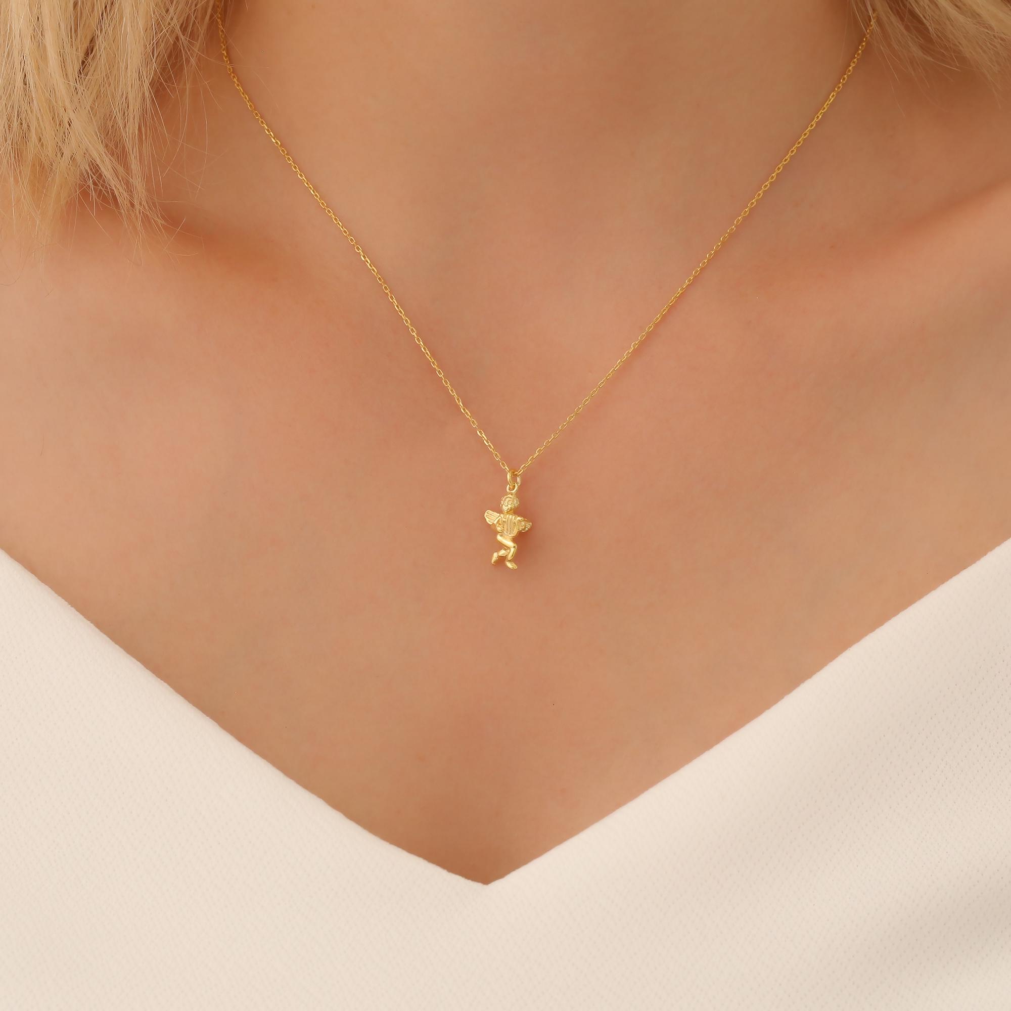 Pendentif Ancien Ange Avec Harpe Et étoile En Argent Massif 925 Et Or - Superbe état