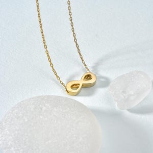 14K Solid Gold Infinity Necklace: Handmade Minimalist Jewelry