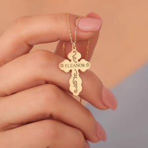 Pendentif croix orthodoxe en or massif 14 carats, collier croix, cadeaux chrétiens, collier minimaliste, collier de baptême, cadeau de Noël, cadeau femme