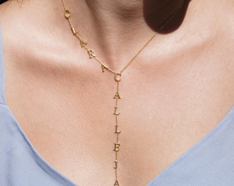 Personalized Sterling Silver Lariat Name Necklace: Custom Initial