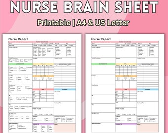 Nursing Med Surg Report Sheet, ICU Nurse Brain Sheet, Nursing Report Sheet, RN Handoff Tool, Nursing Notes Student Nurse Sheet Printable