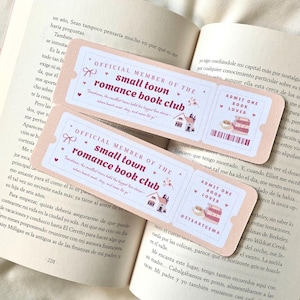 Bookmark town romance book club | book club admission bookmark | ticket bookmark | romance bookmark | book trope bookmark