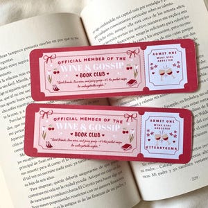 Bookmark wine and gossip book club | book club admission bookmark | ticket bookmark | romance bookmark | book trope bookmark