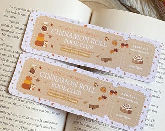 Zimtschnecken-Ticket-Lesezeichen | Buchclub-Eintritts-Lesezeichen | Ticket-Lesezeichen | Zimtschnecken-Buchclub-Trope-Lesezeichen | Herbst-Lesezeichen