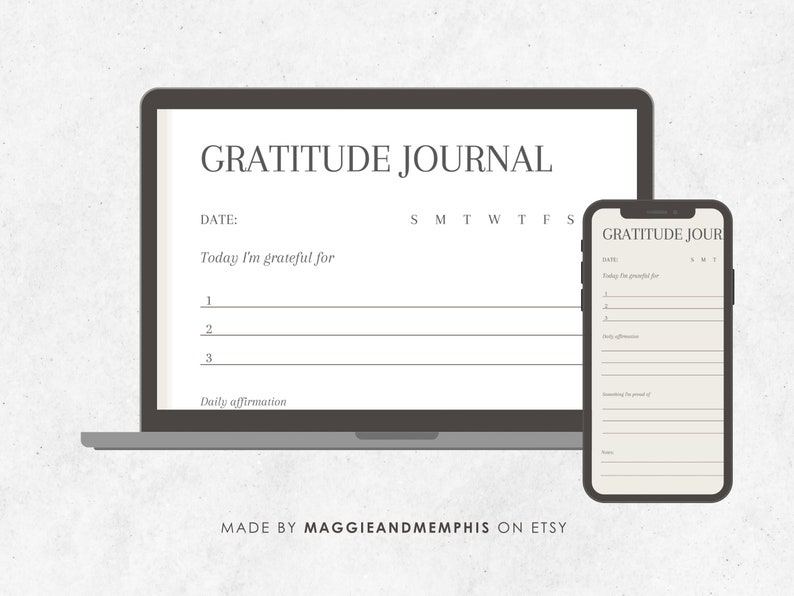 Gratitude Journal Daily Affirmations Bullet Journal Template Printable ...