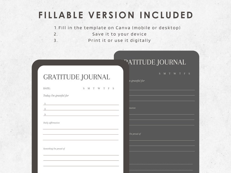 Gratitude Journal Daily Affirmations Bullet Journal Template Printable ...
