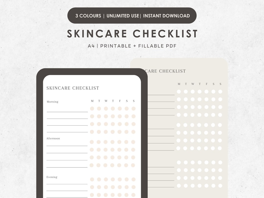 Skincare Checklist Printable Template A5, Beauty Routine Plan, Daily ...
