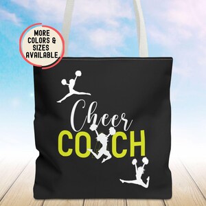 Cheer Coach Gifts, Cheer Coach Tote Bags, Custom Girls Cheerleading Tournament Gift, Sports Bag for Coaches, Women Game Day Pompoms Totes