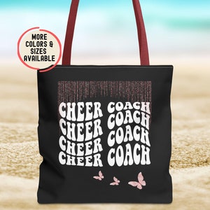 Cheer Coach Gifts, Cheer Coach Tote Bags, Custom Cheerleading Gift, Sports Bags for Coaches, Tournament Game Day Cheer Poms Totes for Women