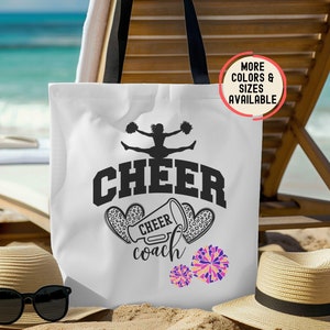 Trendy Cheer Coach Gifts, Cheer Coach Tote Bags, Cheerleading Gift, Sports Bags for Coaches, Tournament Game Day Cheer Poms Totes for Women