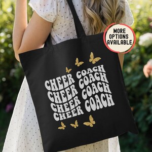Cheer Coach Gifts, Cheer Coach Tote Bags, Butterfly Cheerleading Gift, Sports Bags for Coaches, Tournament Game Day Cheer Totes for Women