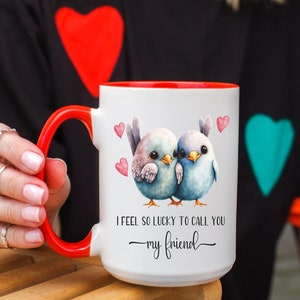 Valentines Day Love Birds Mugs, Valentine Couple Gifts, Friendship Inspirational Message, Gift for Her, Girls Birds Lovers Valentines Cups