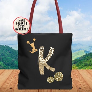 Cheer Coach Monogram Tote Bags, Cheer Coach Gift, Custom Cheerleading Sport Gifts, Sports Bags for Coaches, Cheer Alphabet Letter Poms Totes