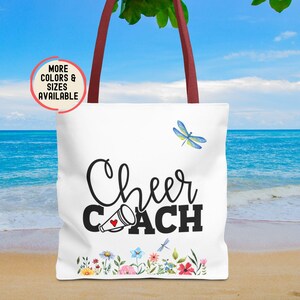 Cheer Coach Gifts, Cheer Coach Tote Bags, Custom Cheerleading Gift, Sports Bags for Coaches, Tournament Game Day Cheer Poms Totes for Women