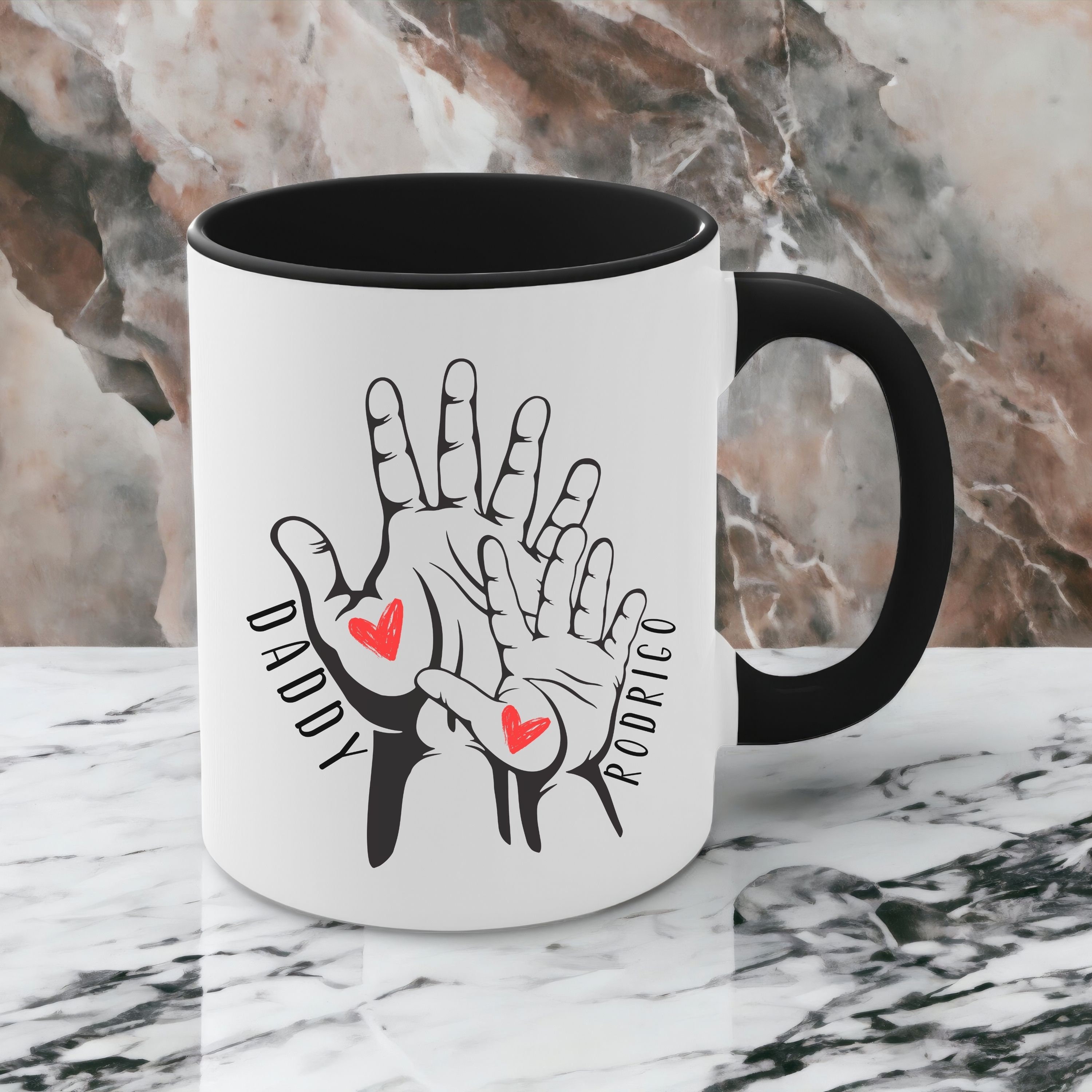 Personalized Dad Black Mug, Custom Hand Kids Names Cup, Father's Day ...