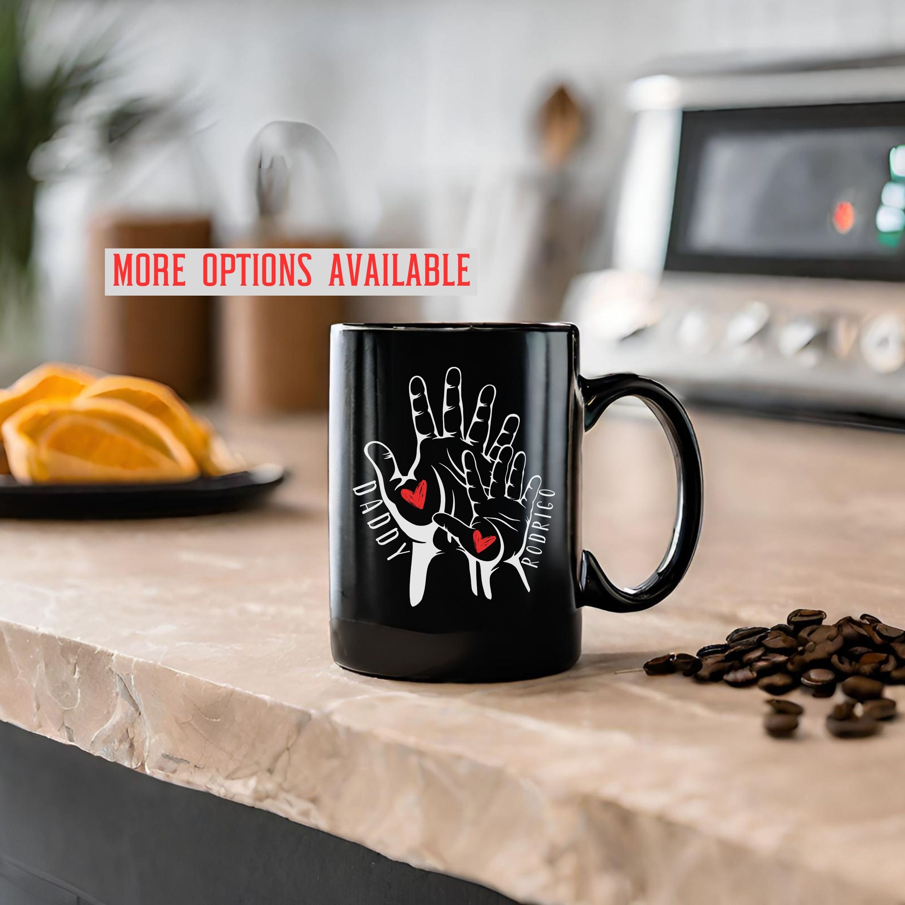 Personalized Dad Black Mug, Custom Hand Kids Names Cup, Father's Day ...