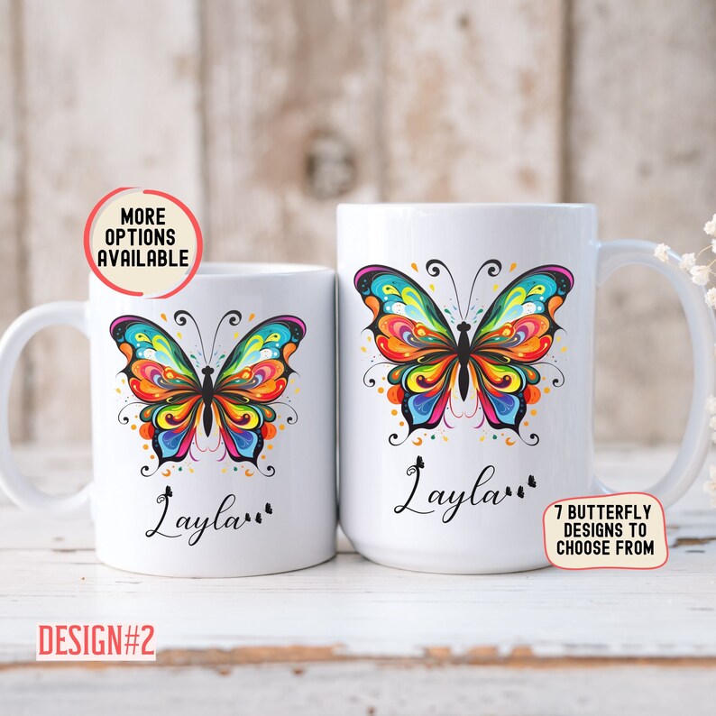 Personalized Butterfly Mugs Gifts for Mom, Custom Butterly Lovers