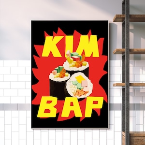 Modernes koreanisches Kimbap Poster | koreanisches essen druck | Printable Wall Print Korea Essen | Bar Dekor | Küchenästhetischer Druck