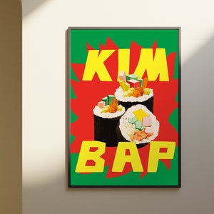 Modernes koreanisches Kimbap Poster | koreanisches essen druck | Printable Wall Print Korea Essen | Bar Dekor | Küchenästhetischer Druck