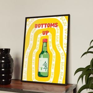 Modernes koreanisches Soju Poster | Alkohol Print Poster | Gelb Druckbare Kunst Korea Getränk | Modernes Bar Dekor | Moderne Küchenästhetischer Druck