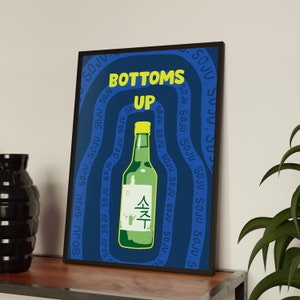 Modernes koreanisches Soju Poster | Alkohol Print Poster | Blau Printable Printable Printable Print Print Print Party Print | Modernes Bar Dekor | Moderne Küchenästhetischer Druck