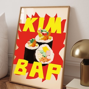 Modernes koreanisches Kimbap Poster | koreanisches essen druck | Beige Druckbare Kunst Korea Essen | Bar Dekor | Küchenästhetischer Druck