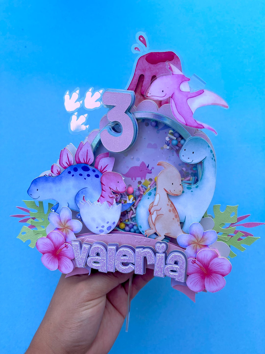 Girl Dinosaur Cake Topper – Prehistoric Party Decor For Dino-Themed Birthday Cakes