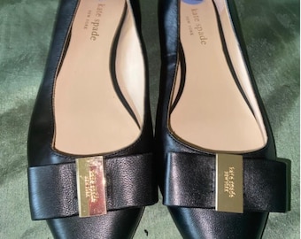 Women's Kate Spade Black Leather Flats Size 7.5