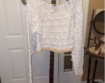 Suéter Free People para mujer, talla L, blanco y multicolor