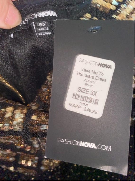 Women's Fashion Nova Dress Size 3X Black and Gold - Etsy