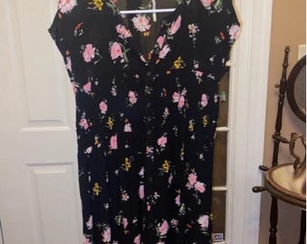 Women's Free People Floral Dress Size L Black