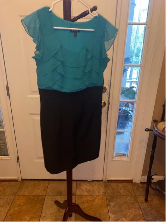 Women's vintage A. Byer Teal & Black Dress Size 7