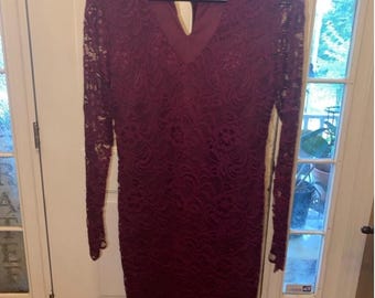 Women's Ambiance Burgundy Lace Dress Size M