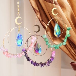 Crystal suncatcher natural gemstone, Charming gift Hanging Window Decor Charming Handmade Decor Suncatchers hanging gift for Mom Best Friend