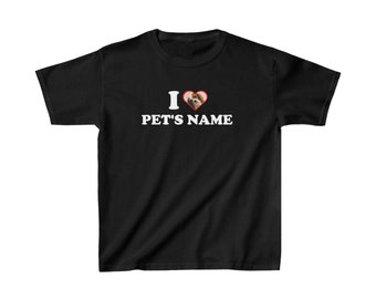 Custom Pet Shirt, Pet lover present, Personalized Pet Name Baby tee shirt, customer text t-shirt, Gift-for cat lovers, I heart custom shirt