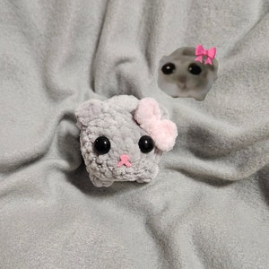 Sad hamster meme crocheted soft toy decoration